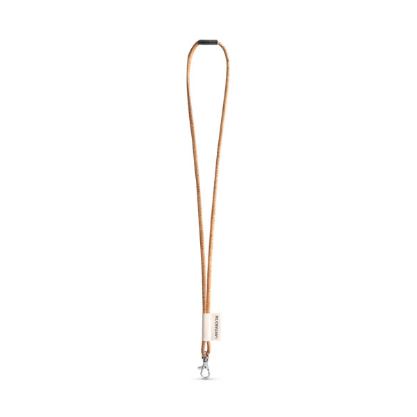 75096. SET Lanyard CORK Long (Ø 5 mm) met 9 mm karabijnhaak en Ø 5 mm veiligheidssluiting